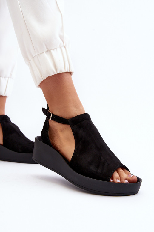 Zazoo 2914 Moteriškos zomšinės basutės juodos spalvos Zazoo 2914 Moteriškos zomšinės basutės juodos spalvos