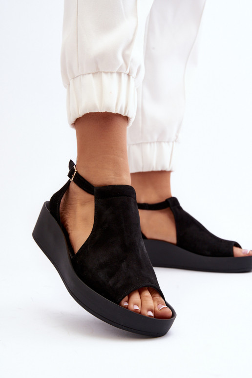 Zazoo 2914 Moteriškos zomšinės basutės juodos spalvos Zazoo 2914 Moteriškos zomšinės basutės juodos spalvos