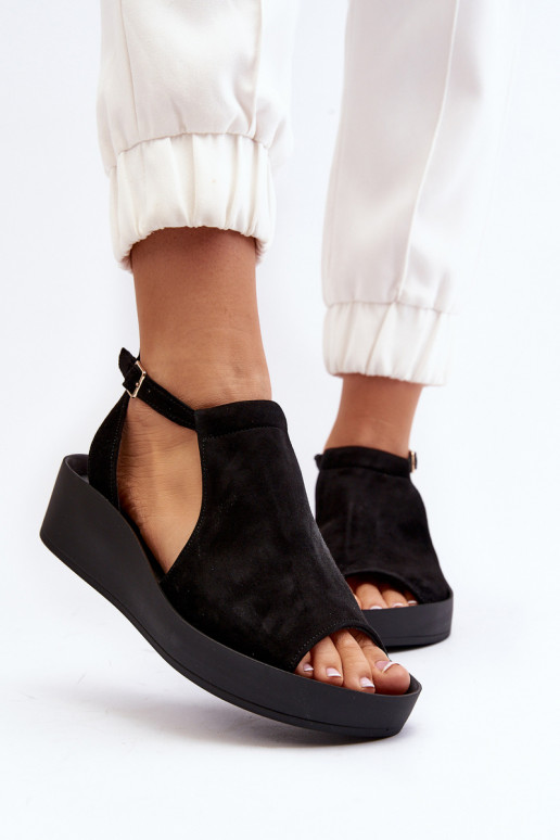 Zazoo 2914 Moteriškos zomšinės basutės juodos spalvos Zazoo 2914 Moteriškos zomšinės basutės juodos spalvos