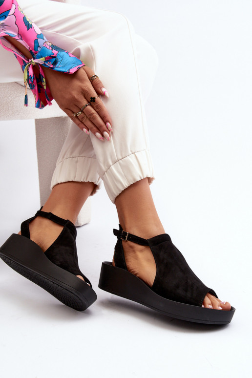 Zazoo 2914 Moteriškos zomšinės basutės juodos spalvos Zazoo 2914 Moteriškos zomšinės basutės juodos spalvos