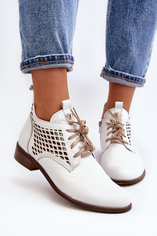 Zazoo 2878 Žemas Ažūriniai aulinukai Oda Moteriškas baltos spalvos Zazoo 2878 Žemas Ažūriniai aulinukai Oda Moteriškas baltos spalvos