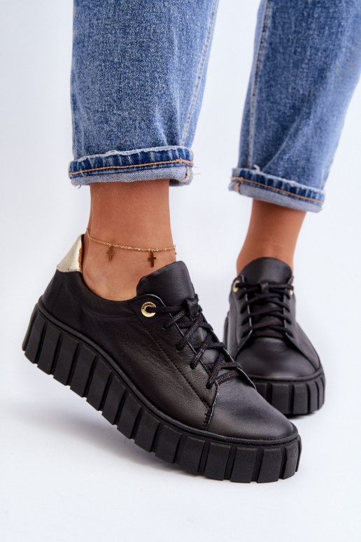 Zazoo 2919 Moteriškas Oda batai Ant storo pado juodos spalvos Zazoo 2919 Moteriškas Oda batai Ant storo pado juodos spalvos