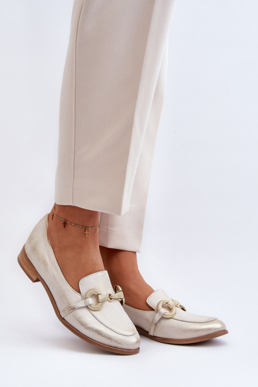 Zazoo 2880 Moteriškas Mokasinai Oda su ornamentais aukso spalvos