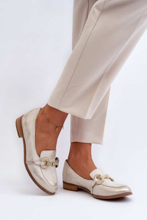 Zazoo 2880 Moteriškas Mokasinai Oda su ornamentais aukso spalvos