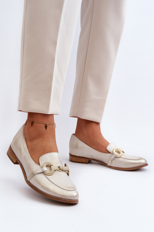 Zazoo 2880 Moteriškas Mokasinai Oda su ornamentais aukso spalvos