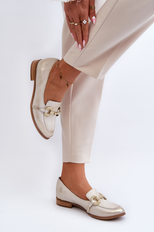 Zazoo 2880 Moteriškas Mokasinai Oda su ornamentais aukso spalvos