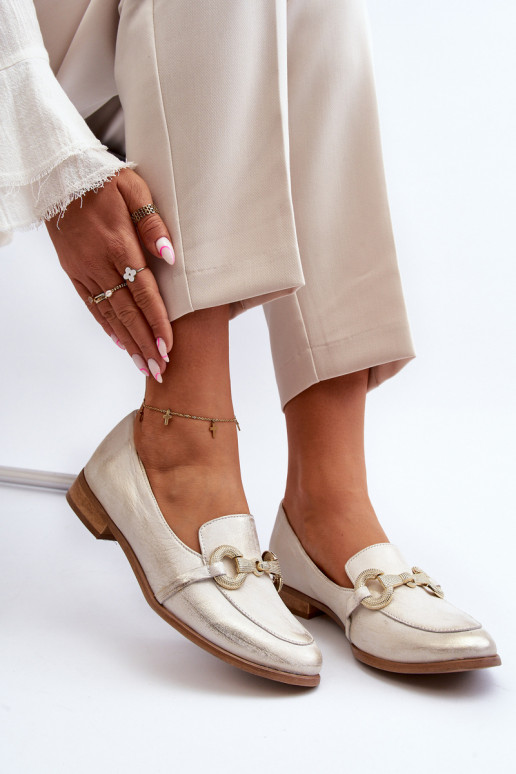 Zazoo 2880 Moteriškas Mokasinai Oda su ornamentais aukso spalvos