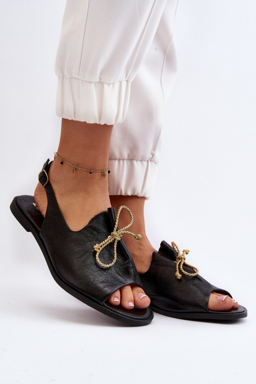 Zazoo 2898 Oda Lygiapadės basutės juodos spalvos Zazoo 2898 Oda Lygiapadės basutės juodos spalvos