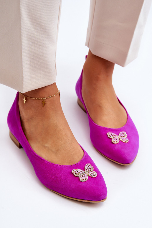 Zazoo 2887 Zomšinės balerinos Su puošniais Drugeliaim rožinės spalvos Zazoo 2887 Zomšinės balerinos Su puošniais Drugeliaim rožinės spalvos