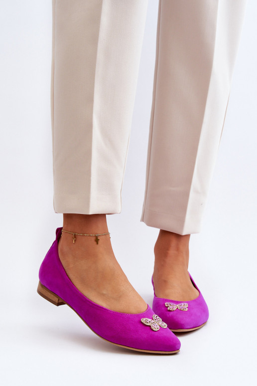 Zazoo 2887 Zomšinės balerinos Su puošniais Drugeliaim rožinės spalvos Zazoo 2887 Zomšinės balerinos Su puošniais Drugeliaim rožinės spalvos