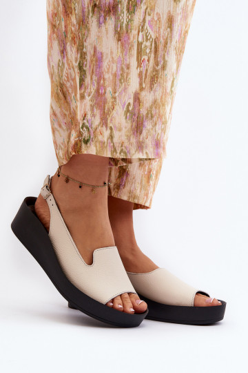 Zazoo 2893 Moteriškos basutės Oda na Storasj PodeszĮie dramblio kaulo spalvos 2