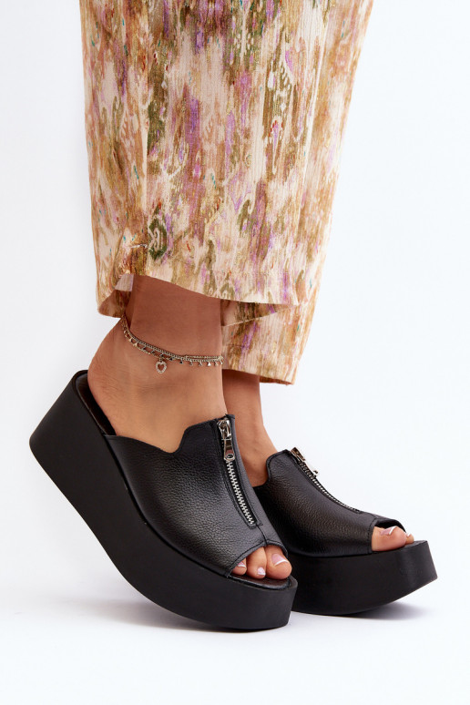 Zazoo 2916 Moteriškas Šlepetės su platforma su užtrauktukais juodos spalvos Zazoo 2916 Moteriškas Šlepetės su platforma su užtrauktukais juodos spalvos