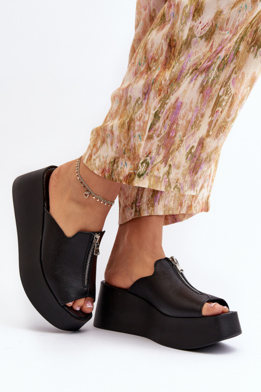 Zazoo 2916 Moteriškas Šlepetės su platforma su užtrauktukais juodos spalvos Zazoo 2916 Moteriškas Šlepetės su platforma su užtrauktukais juodos spalvos