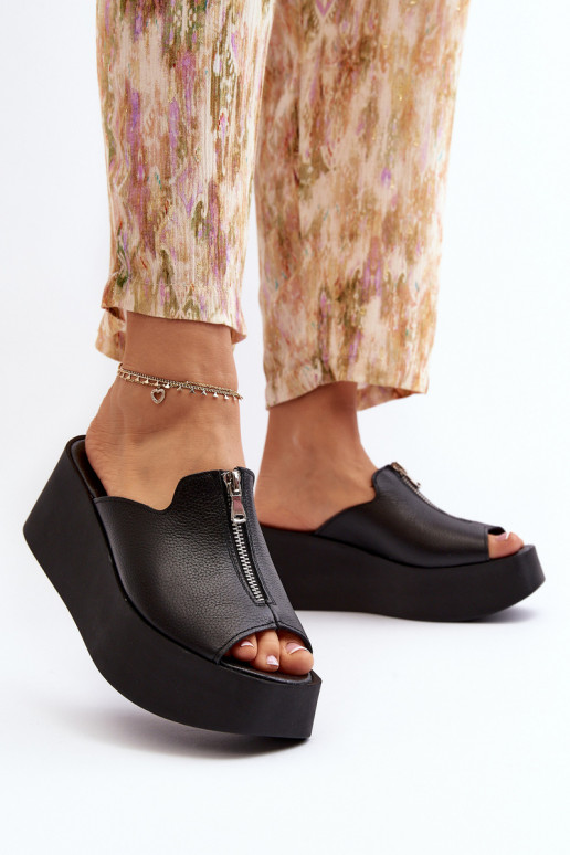 Zazoo 2916 Moteriškas Šlepetės su platforma su užtrauktukais juodos spalvos Zazoo 2916 Moteriškas Šlepetės su platforma su užtrauktukais juodos spalvos