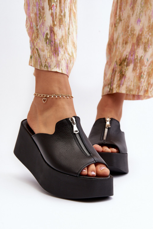 Zazoo 2916 Moteriškas Šlepetės su platforma su užtrauktukais juodos spalvos Zazoo 2916 Moteriškas Šlepetės su platforma su užtrauktukais juodos spalvos