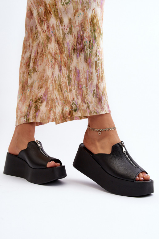 Zazoo 2916 Moteriškas Šlepetės su platforma su užtrauktukais juodos spalvos Zazoo 2916 Moteriškas Šlepetės su platforma su užtrauktukais juodos spalvos