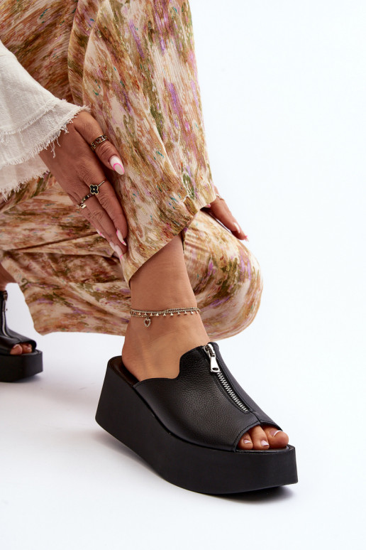 Zazoo 2916 Moteriškas Šlepetės su platforma su užtrauktukais juodos spalvos Zazoo 2916 Moteriškas Šlepetės su platforma su užtrauktukais juodos spalvos