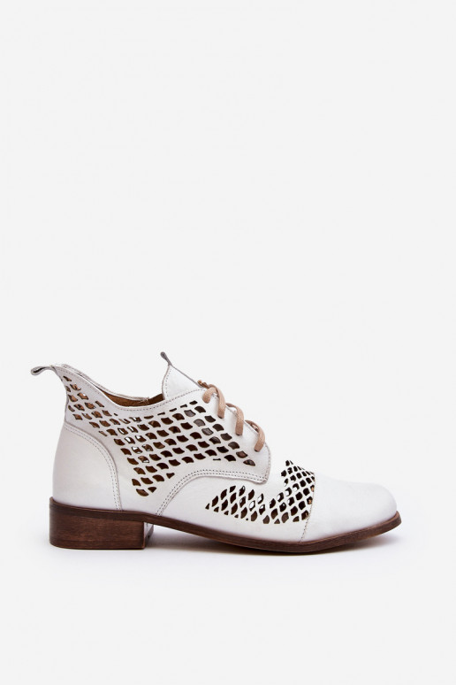 Zazoo 2704 Oda Ažūriniai aulinukai baltos spalvos Zazoo 2704 Oda Ažūriniai aulinukai baltos spalvos