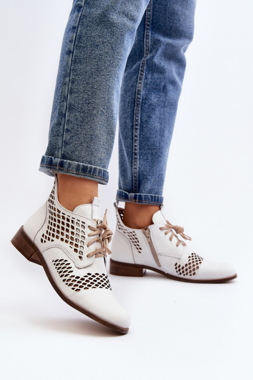 Zazoo 2704 Oda Ažūriniai aulinukai baltos spalvos Zazoo 2704 Oda Ažūriniai aulinukai baltos spalvos