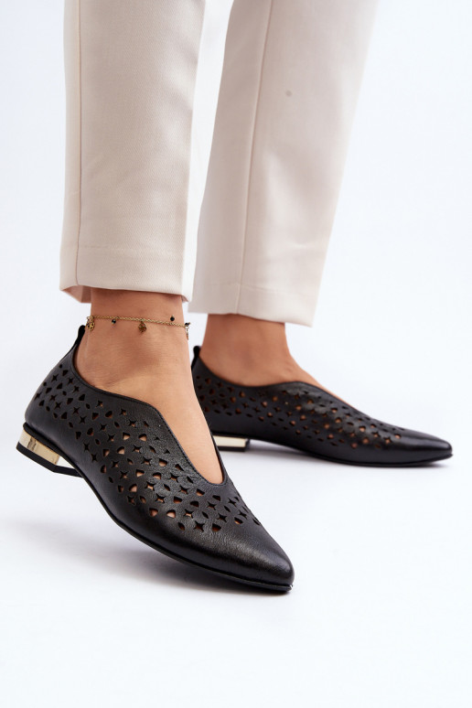 Zazoo 2883 Ažūrinės balerinos Pagaminta iš natūralios odos juodos spalvos Zazoo 2883 Ažūrinės balerinos Pagaminta iš natūralios odos juodos spalvos