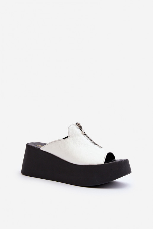 Zazoo 2916 Moteriškas Šlepetės su platforma su užtrauktukais baltos spalvos Zazoo 2916 Moteriškas Šlepetės su platforma su užtrauktukais baltos spalvos