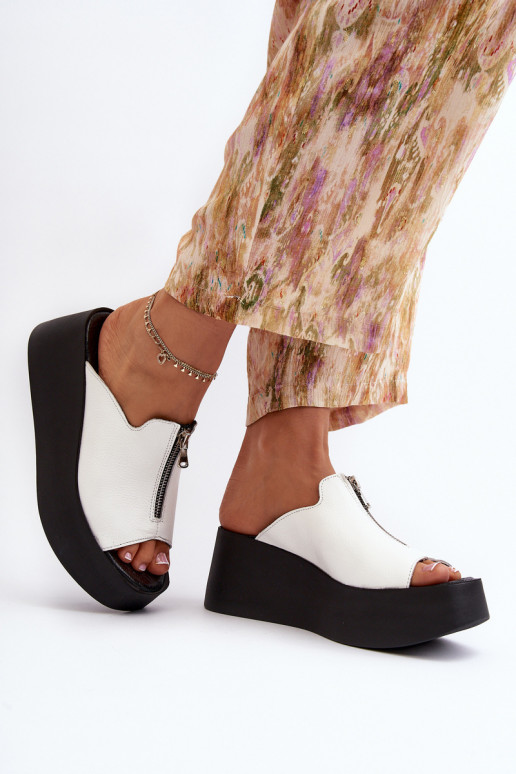 Zazoo 2916 Moteriškas Šlepetės su platforma su užtrauktukais baltos spalvos Zazoo 2916 Moteriškas Šlepetės su platforma su užtrauktukais baltos spalvos