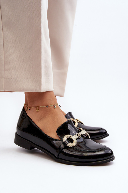 Zazoo 2880 Moteriškas Mokasinai su lako efektu su ornamentais juodos spalvos Zazoo 2880 Moteriškas Mokasinai su lako efektu su ornamentais juodos spalvos