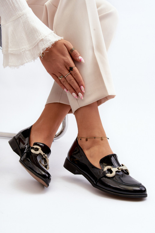 Zazoo 2880 Moteriškas Mokasinai su lako efektu su ornamentais juodos spalvos Zazoo 2880 Moteriškas Mokasinai su lako efektu su ornamentais juodos spalvos