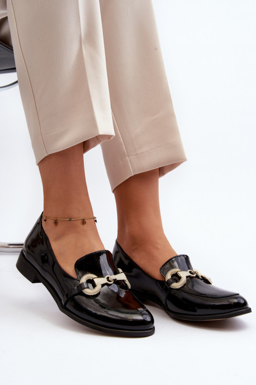 Zazoo 2880 Moteriškas Mokasinai su lako efektu su ornamentais juodos spalvos Zazoo 2880 Moteriškas Mokasinai su lako efektu su ornamentais juodos spalvos