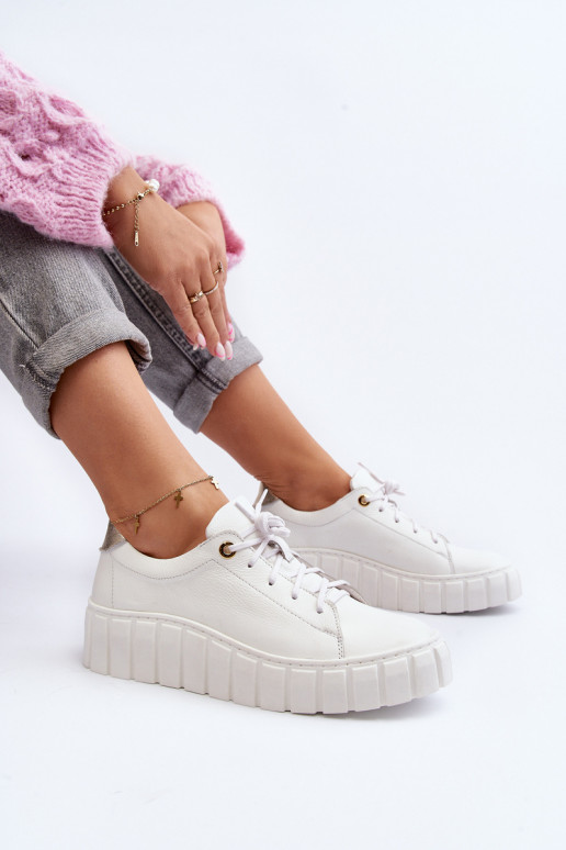 Zazoo 2919 Moteriškas Oda batai Ant storo pado baltos spalvos Zazoo 2919 Moteriškas Oda batai Ant storo pado baltos spalvos