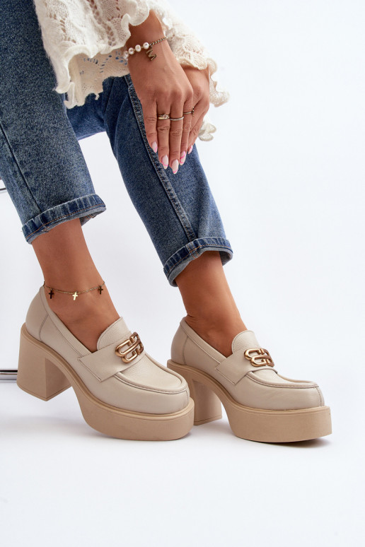 Zazoo 20170 batai Oda Moteriškas su kulniukais dramblio kaulo spalvos