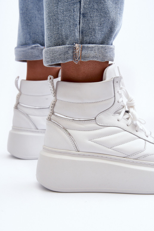 Zazoo 3392/X Moteriškas Oda sportiniai bateliai su platforma baltos spalvos Zazoo 3392/X Moteriškas Oda sportiniai bateliai su platforma baltos spalvos