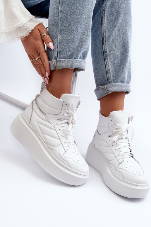 Zazoo 3392/X Moteriškas Oda sportiniai bateliai su platforma baltos spalvos Zazoo 3392/X Moteriškas Oda sportiniai bateliai su platforma baltos spalvos