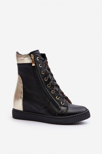 Zazoo 3081 Oda Laisvalaikio bateliai Ant platformos juodos spalvos