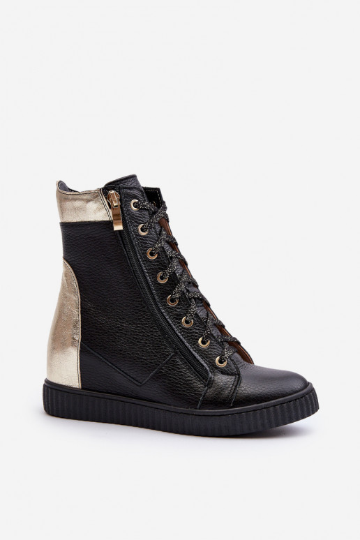 Zazoo 3081 Oda Laisvalaikio bateliai Ant platformos juodos spalvos