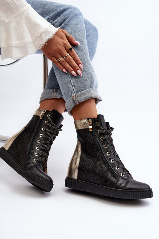 Zazoo 3081 Oda Laisvalaikio bateliai Ant platformos juodos spalvos