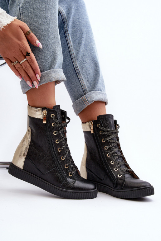 Zazoo 3081 Oda Laisvalaikio bateliai Ant platformos juodos spalvos