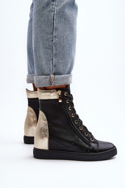 Zazoo 3081 Oda Laisvalaikio bateliai Ant platformos juodos spalvos