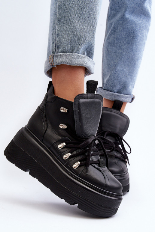 Zazoo 3416 Oda Moteriškas sportiniai bateliai juodos spalvos Zazoo 3416 Oda Moteriškas sportiniai bateliai juodos spalvos