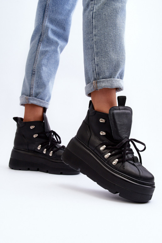 Zazoo 3416 Oda Moteriškas sportiniai bateliai juodos spalvos Zazoo 3416 Oda Moteriškas sportiniai bateliai juodos spalvos