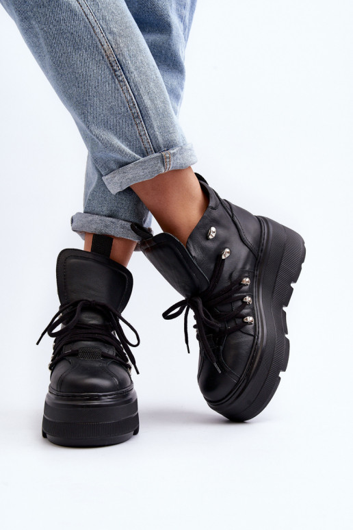 Zazoo 3416 Oda Moteriškas sportiniai bateliai juodos spalvos Zazoo 3416 Oda Moteriškas sportiniai bateliai juodos spalvos