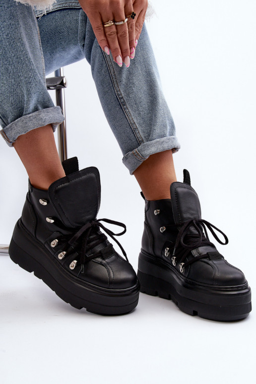 Zazoo 3416 Oda Moteriškas sportiniai bateliai juodos spalvos Zazoo 3416 Oda Moteriškas sportiniai bateliai juodos spalvos