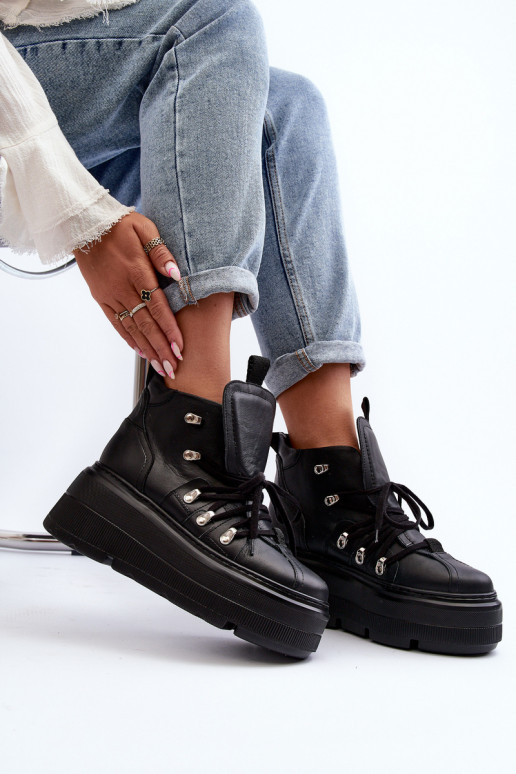 Zazoo 3416 Oda Moteriškas sportiniai bateliai juodos spalvos Zazoo 3416 Oda Moteriškas sportiniai bateliai juodos spalvos