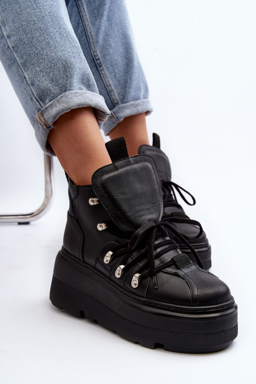 Zazoo 3416 Oda Moteriškas sportiniai bateliai juodos spalvos Zazoo 3416 Oda Moteriškas sportiniai bateliai juodos spalvos