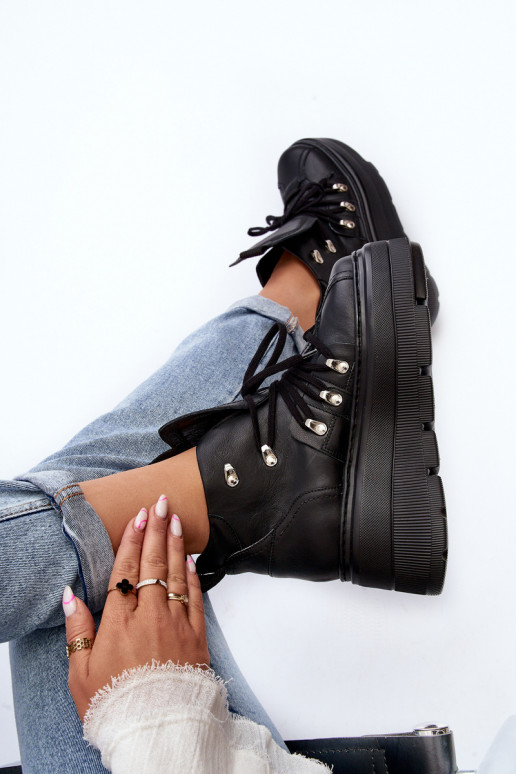 Zazoo 3416 Oda Moteriškas sportiniai bateliai juodos spalvos Zazoo 3416 Oda Moteriškas sportiniai bateliai juodos spalvos