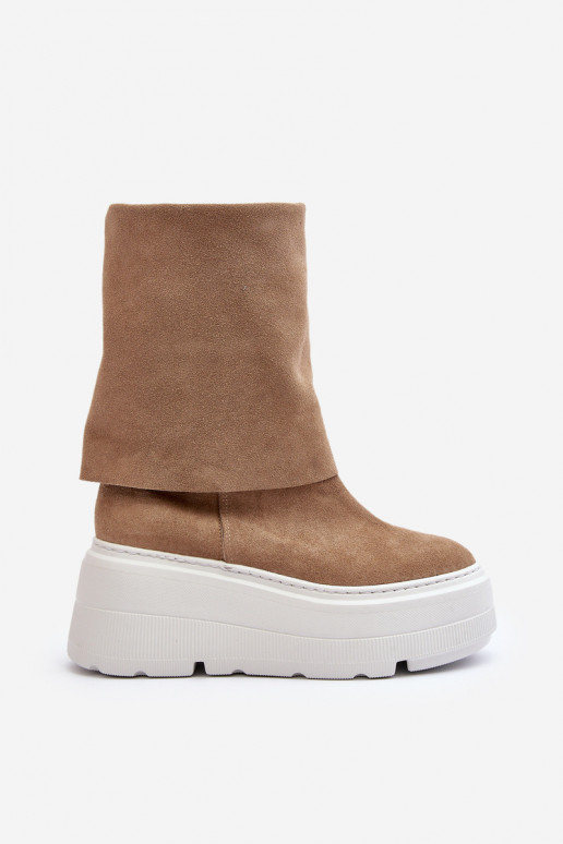 Zazoo 3410 iš zomšos Moteriškas Aulinukai su platforma smėlio spalvos Zazoo 3410 iš zomšos Moteriškas Aulinukai su platforma smėlio spalvos