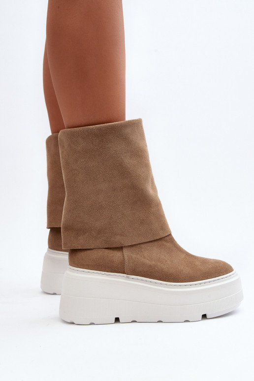 Zazoo 3410 iš zomšos Moteriškas Aulinukai su platforma smėlio spalvos Zazoo 3410 iš zomšos Moteriškas Aulinukai su platforma smėlio spalvos