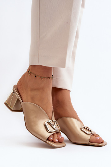 Elegantiško stiliaus Moteriškos šlepetės su kulniukais Laura Messi 2771 aukso spalvos 2