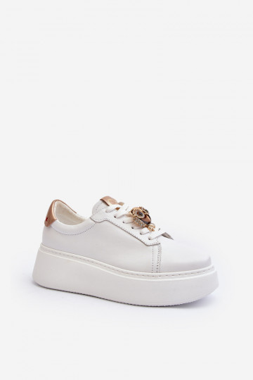 Moteriškas Oda Sneakers modelio batai CheBello 4411 baltos spalvos