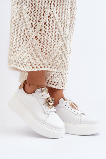 Moteriškas Oda Sneakers modelio batai CheBello 4411 baltos spalvos 2